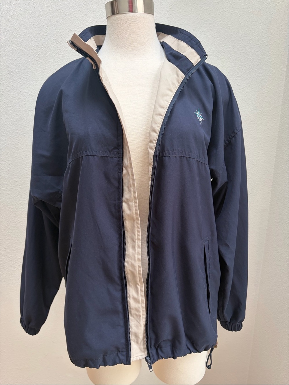 Vintage Seattle Mariners Jacket Windbreaker Full Zip Retro Navy Blue Size Medium - Picture 8 of 10